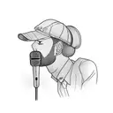 A portrait of DPR Ian with a microphone tattoo design idea