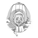 a character lying on a hammock with his head upside down with the hammock the child between two palm trees tattoo design idea