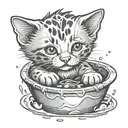 kitten making a mud pie tattoo design idea
