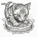 kitten making a mud pie tattoo design idea