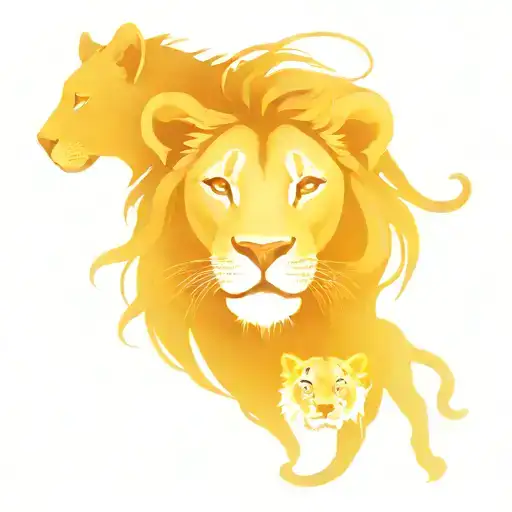 medusa, semicolon, lioness and cub surrounded tattoo design idea