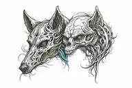 skull and wolf head tattoo design idea