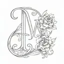 combine leter D AND M tattoo design idea