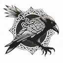 Crow with Celtic knotwork intertwined tattoo design idea