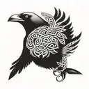 Crow with Celtic knotwork intertwined tattoo design idea