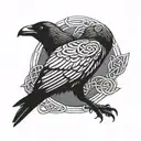 Crow with Celtic knotwork intertwined tattoo design idea