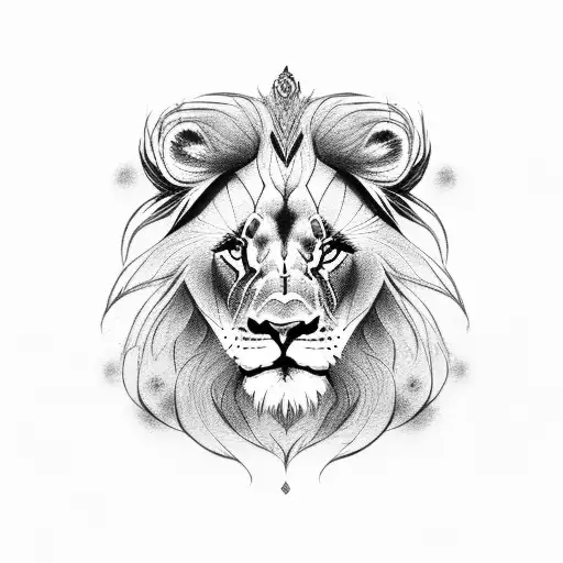 Lion with 2 baby tattoo design idea