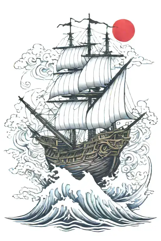warship ancient mariner tattoo design idea