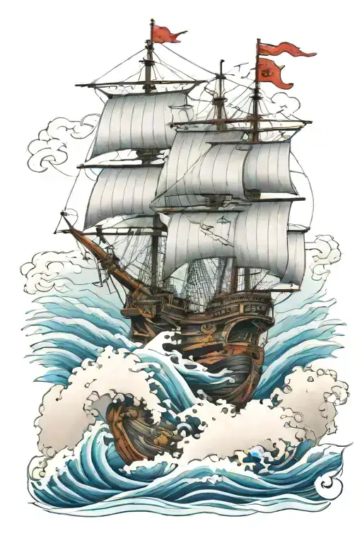 warship ancient mariner tattoo design idea
