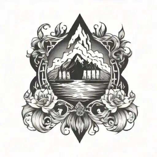 Fjord black and white tattoo design idea