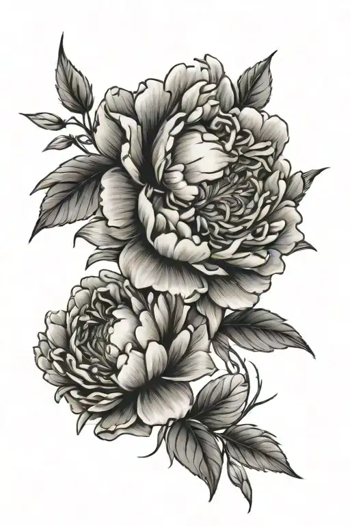peony and amethyst tattoo design idea