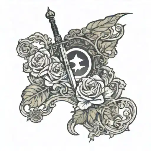The country Georgia outline, with a sword into one tattoo design idea