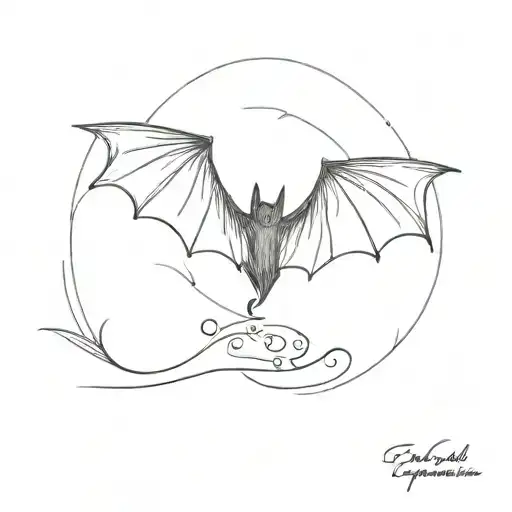 a bat flying over a sentence for my grandparents tattoo design idea