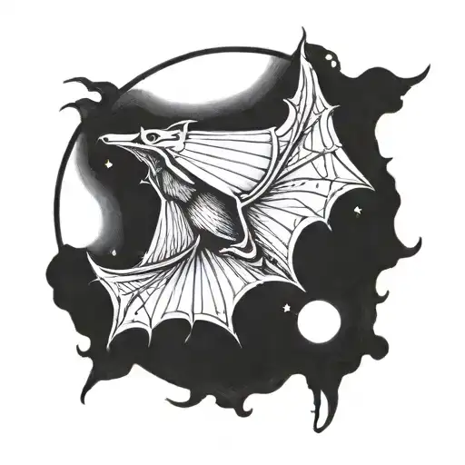 a bat flying over a sentence for my grandparents tattoo design idea