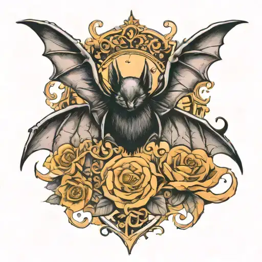 bat flying with the sentence : tot per vosaltres tattoo design idea