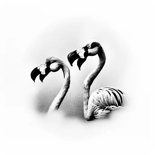 Flamingos in a black and grey film noir scene tattoo design idea