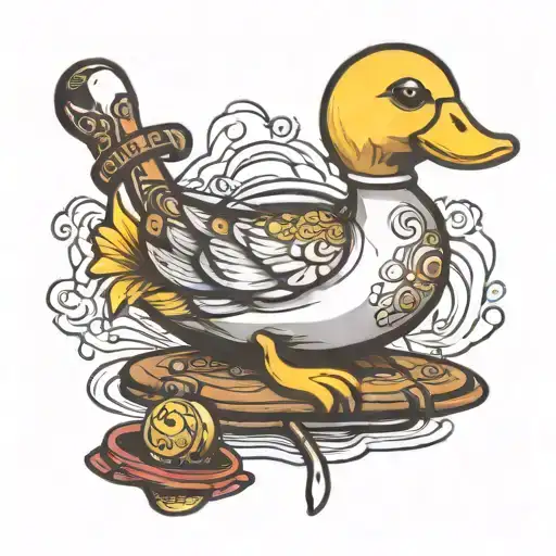 rubber duck with a xanny bar tattoo design idea
