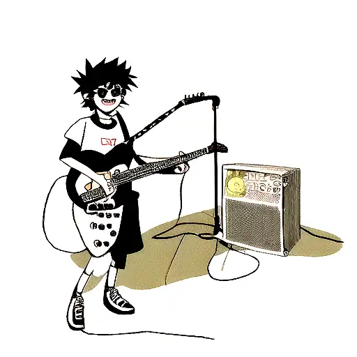 Black devil guitar tattoo design idea