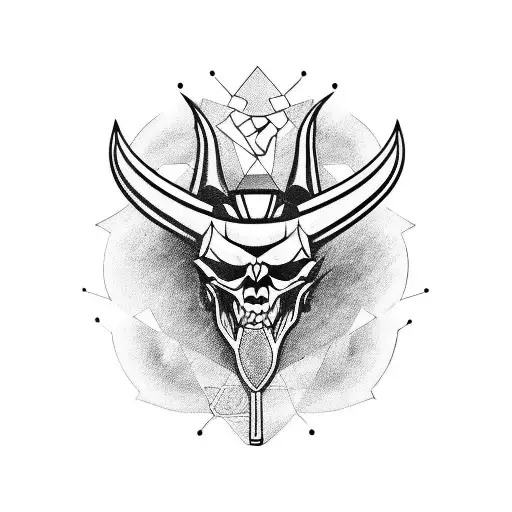 Black devil guitar tattoo design idea