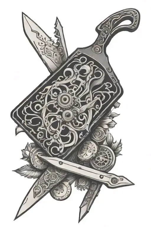 swiss army knife jack of all trades Playing cards tattoo design idea