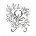 A minimalist tattoo of a Scorpio zodiac symbol surrounded by romantic elements like roses and love letters to represent the importance of Scorpio born people in your life tattoo design idea