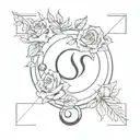 A minimalist tattoo of a Scorpio zodiac symbol surrounded by romantic elements like roses and love letters to represent the importance of Scorpio born people in your life tattoo design idea