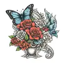 memorial tattoo for grandparents, 3 kids and friends  tattoo design idea