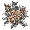 memorial tattoo for grandparents, 3 kids and friends  tattoo design idea