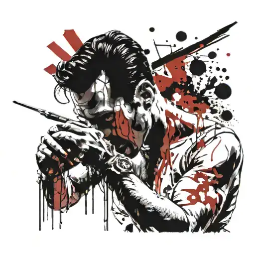 freddie mercury holding a mask in his hand  tattoo design idea