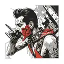 freddie mercury holding a mask in his hand  tattoo design idea