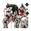 freddie mercury holding a mask in his hand  tattoo design idea