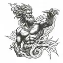 Zeus holding a lightning bolt tattoo design idea