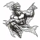 Zeus holding a lightning bolt tattoo design idea