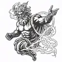 Zeus holding a lightning bolt tattoo design idea