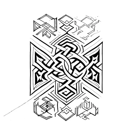 elder futhark with black and red colors tattoo design idea