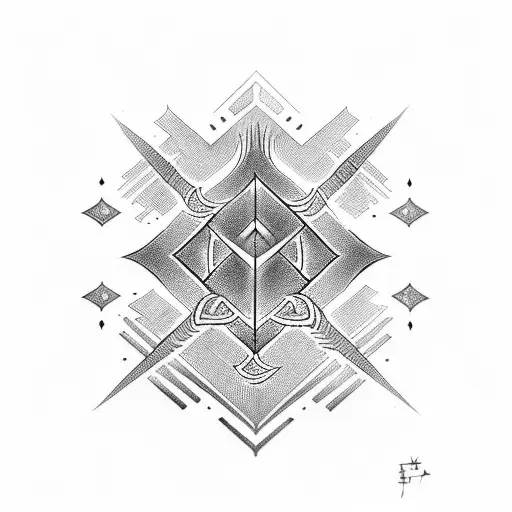 elder futhark with black and red colors tattoo design idea