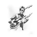 A silhouette of Johnny Marr playing guitar tattoo design idea