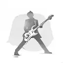 A silhouette of Johnny Marr playing guitar tattoo design idea