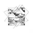 An abstract design combining mountains and ocean waves tattoo design idea