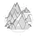 An abstract design combining mountains and ocean waves tattoo design idea