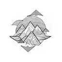 An abstract design combining mountains and ocean waves tattoo design idea