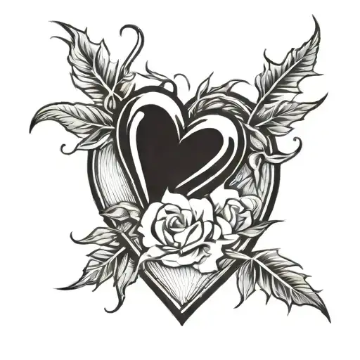 S+K in the middle of a heart with thorns wrapped tattoo design idea