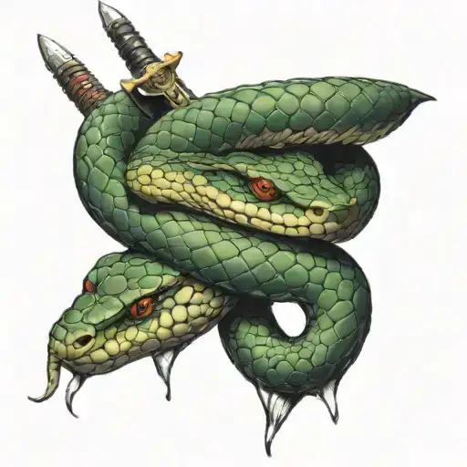 Snake wrapped around sword tattoo design idea