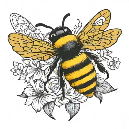 queen bee with initials c and d on body intertwined   tattoo design idea