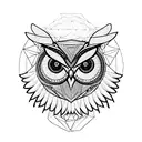 a futuristic owl head and wings with lots of geometrics details divided by a vertical line in the middle  tattoo design idea