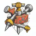 hammer and anvil tattoo design idea