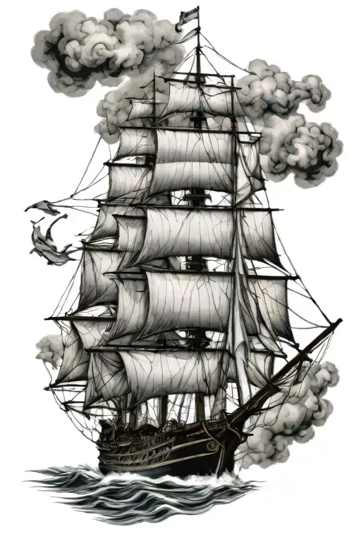 clipper ship tattoo design idea
