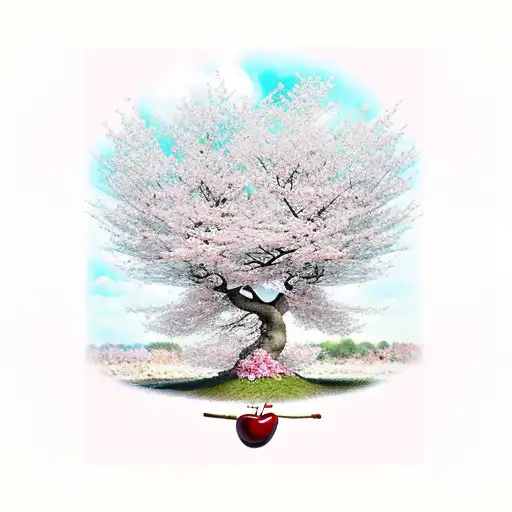 Cherry Blossom family tree tattoo design idea