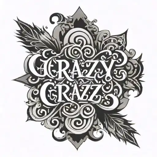 the word "CRAZY" just the word in different typography, just letters   tattoo design idea
