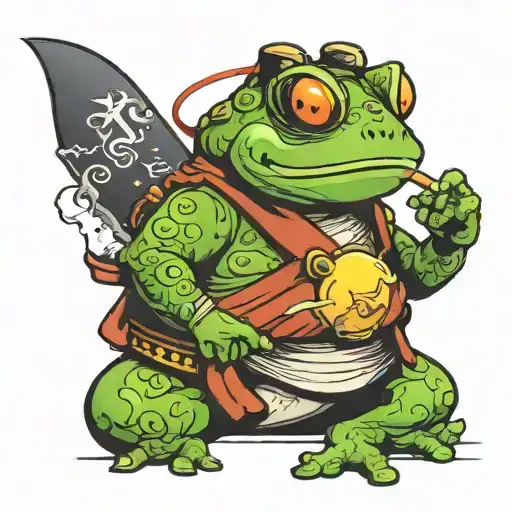 samurai frog smoking tattoo design idea